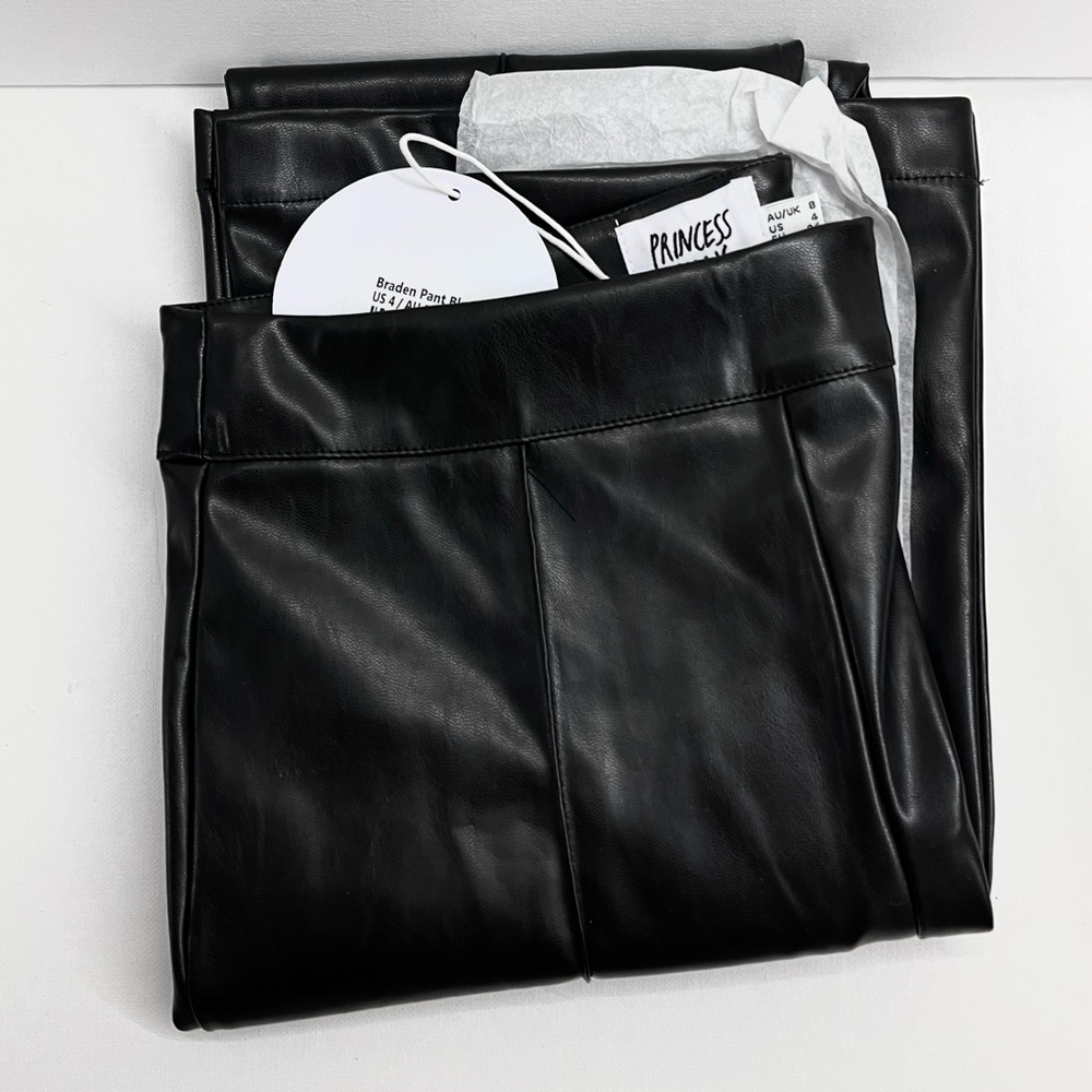 PRINCESS POLLY — BRADEN PANT BLACK, FAUX LEATHER PANTS W/ LIGHT FLARE, SIZE US 4 - Picture 8 of 15